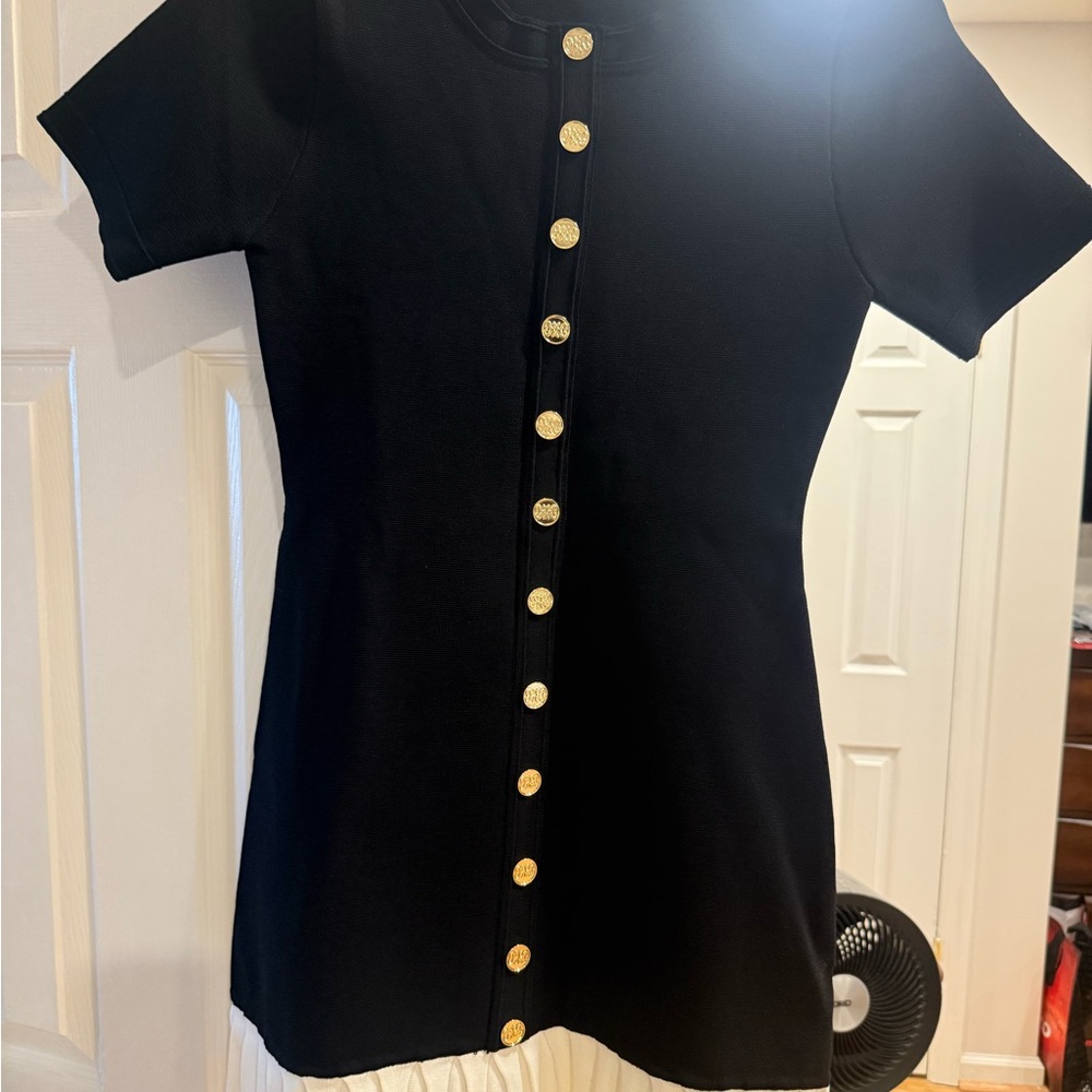 Sandro Elegant Black Dress with Gold Accents